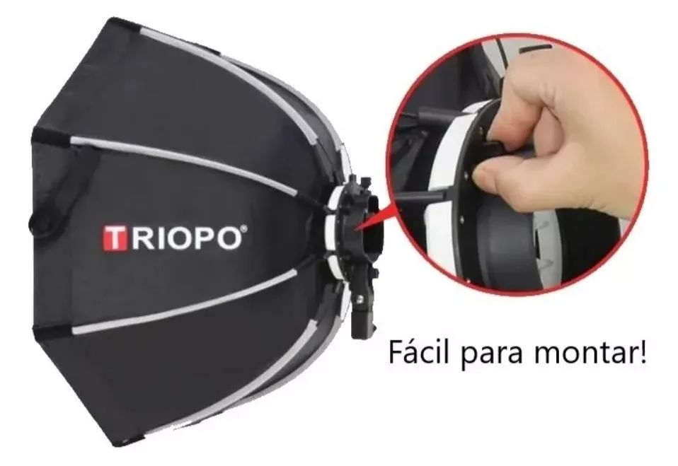 Softebox octabox 65cm com suporte para flash e tripé 2m (tudo novo) - Foto 2