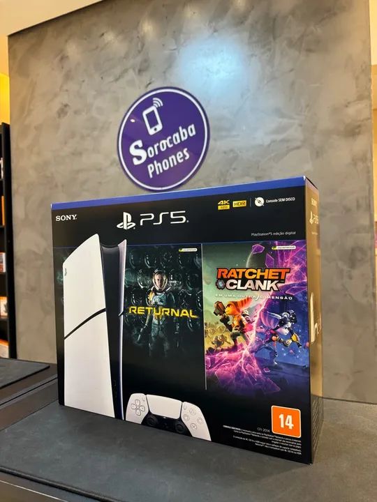 PlayStation 5 slim - mídia digital com 2 jogos e controle 