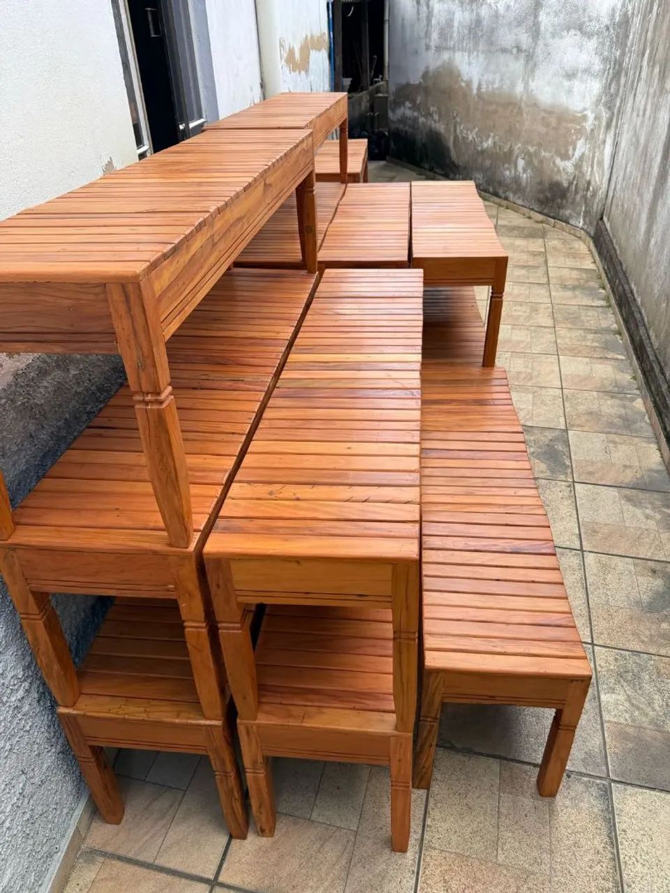Conjunto de 3 peças em madeira maciça - Foto 4