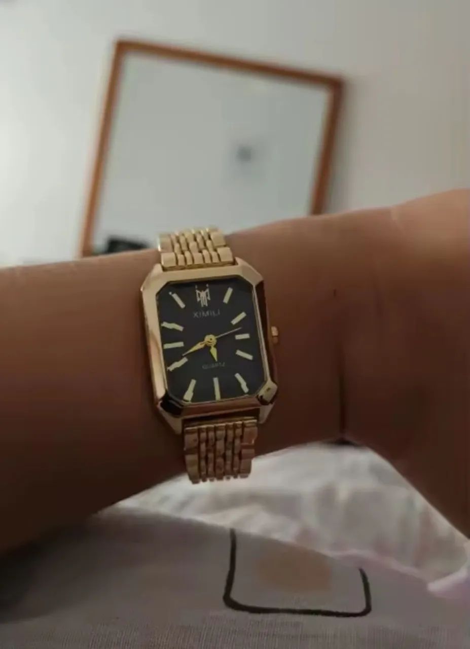 Relógio Feminino Dourado e Preto - Foto 3