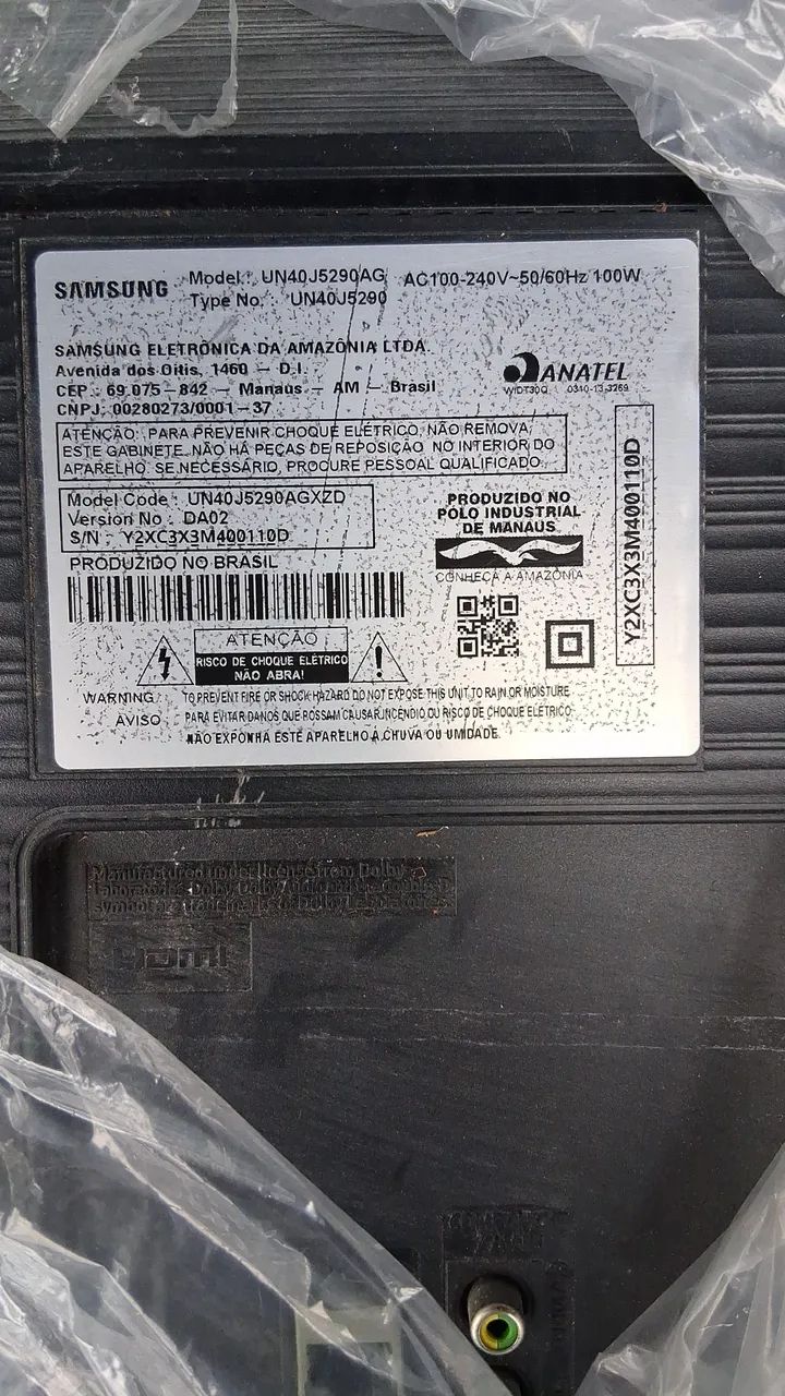 Smart TV Samsung 40" tela quebrada.