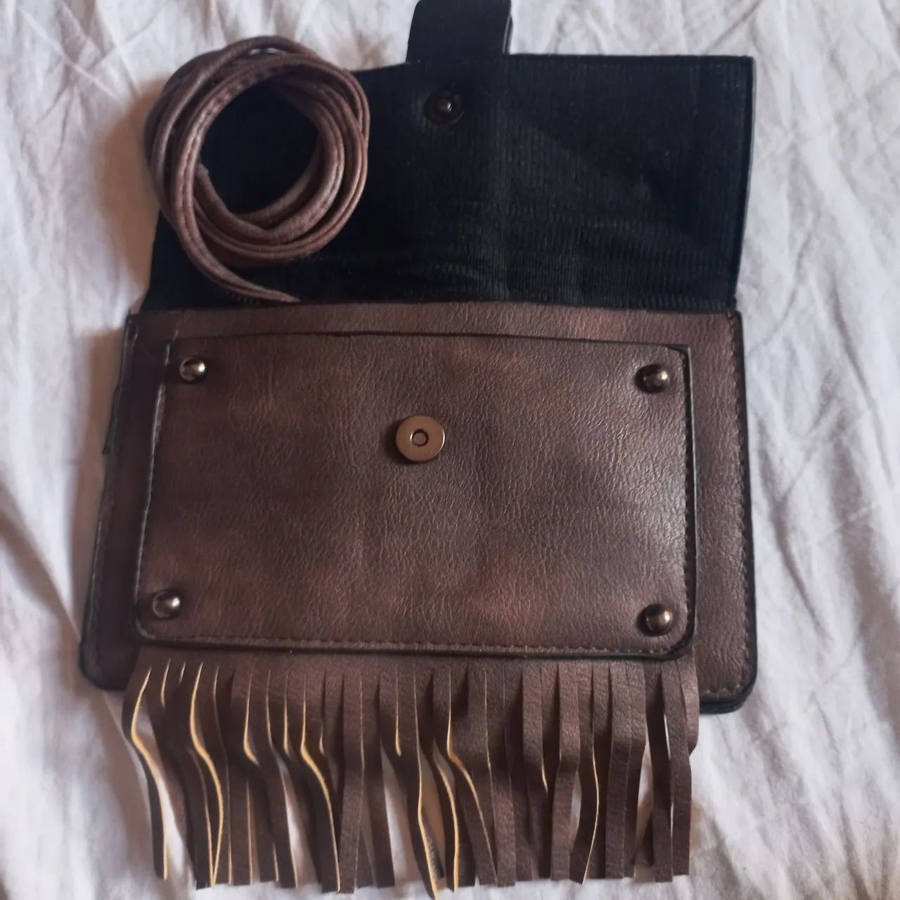 Bolsa de franja marrom  - Foto 3