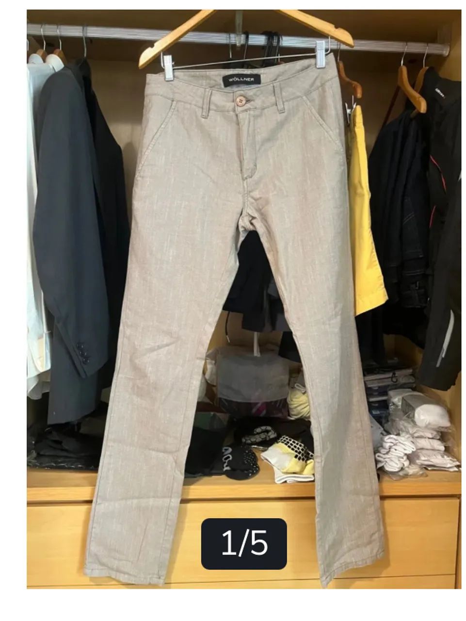 Calça bege bolso faca Wolner