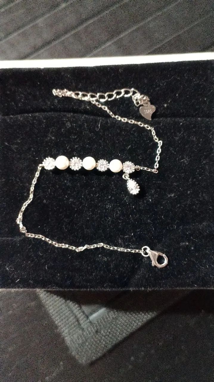 Pulseira de prata 925 com detalhes de pérola  - Foto 3