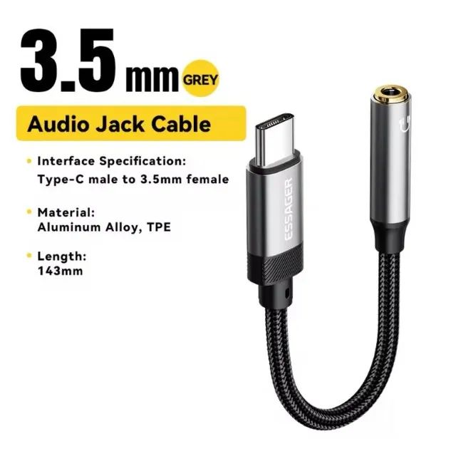 Cabo Adaptador P2 Fone Essager Audio para iphone ou para Android - Foto 2