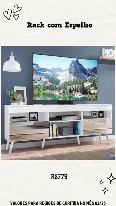 Promoção Rack Branco com Espelho - 08/02 