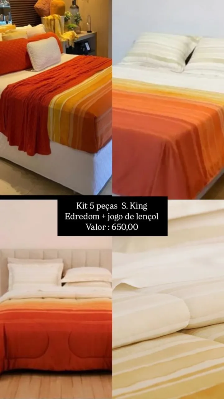 Kit Cama King 5 Peças - Edredom e Jogo de Lençol - Luxo e Conforto