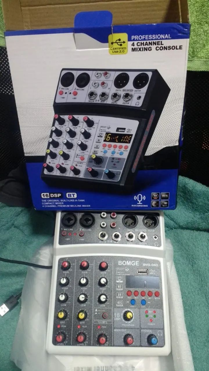 mesa de som BOMGE 16-DSP - 4 canais, usb, bluetooth e alta qualidade!