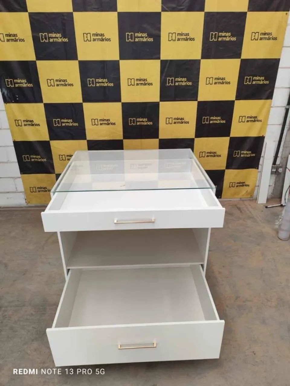 Ilha em MDF Com gavetas 100x100x80 - Tampo de vidro  - Foto 2