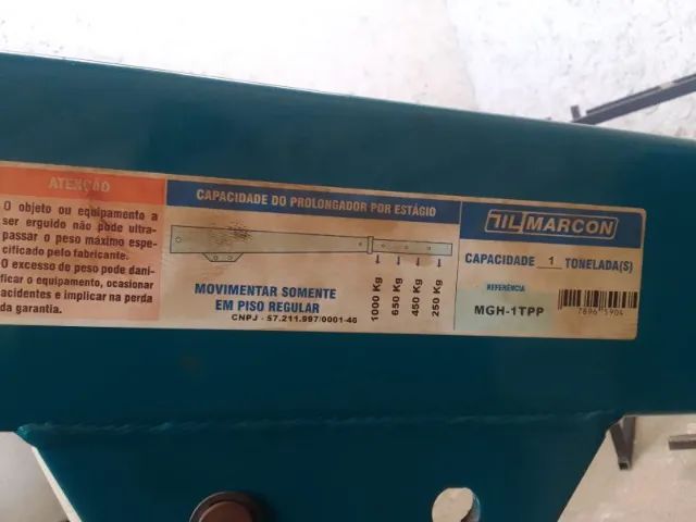 Guincho Hidráulico 1 Tonelada COM/ Prolongador Mgh 1tpp Marcon - Foto 4