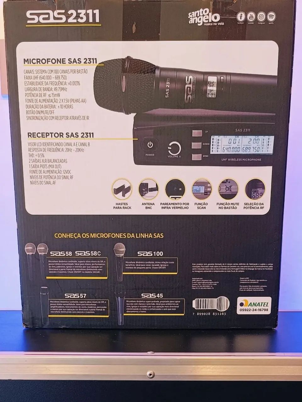 Microfone Duplo Profissional Sem Fio Santo Ângelo SAS 2311 - Foto 4