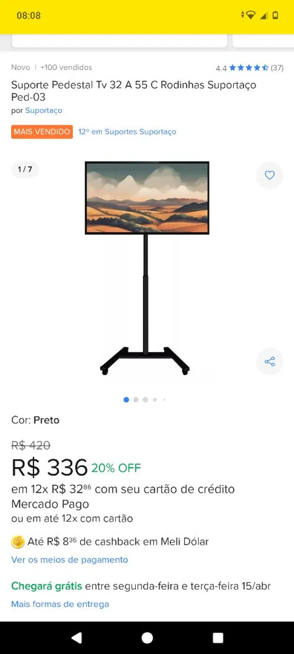 Suporte para TV 32 a 55 polegadas com Rodinhas