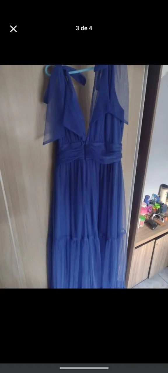 Vestido Longo Azul de Tule - Foto 3