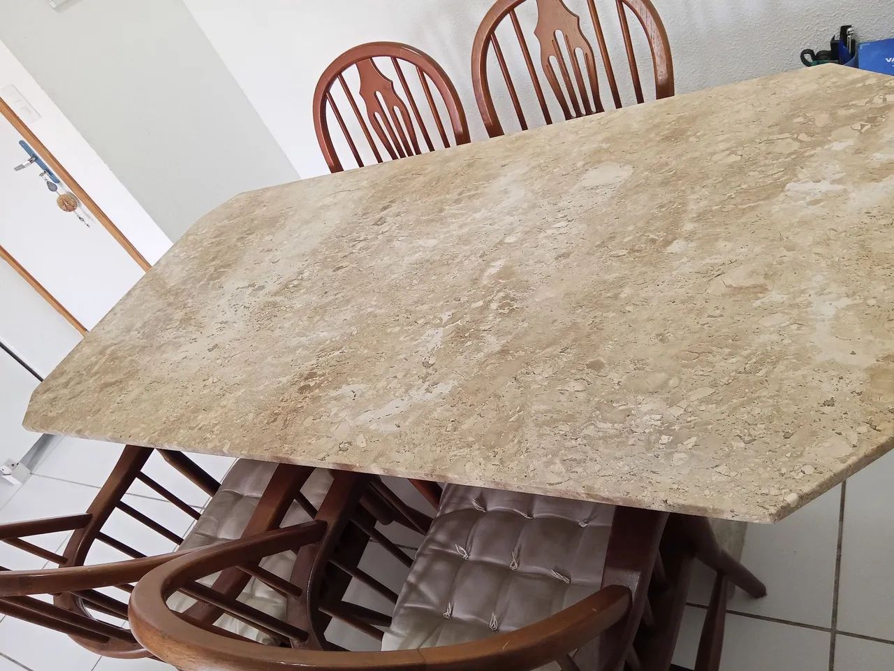 Travertine Marble Table with 4 Chairs64341732078083120