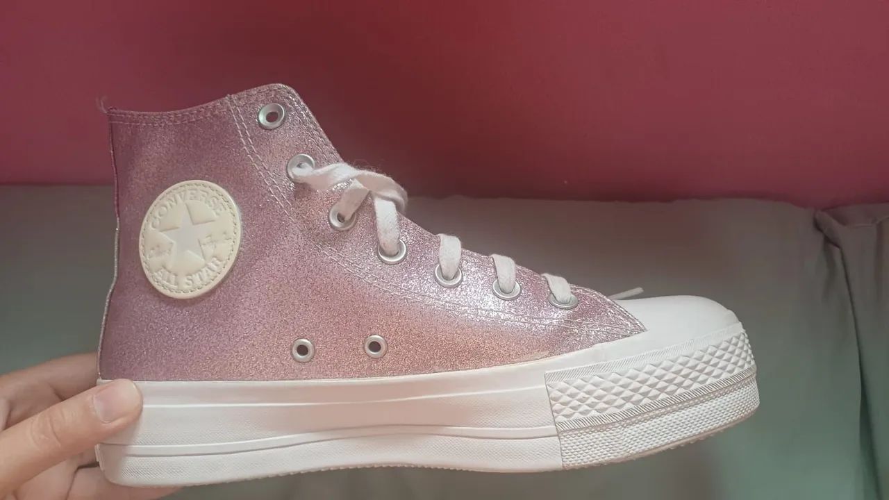 Pink Glitter Converse Sneakers Converse Rosa Metallic Converse