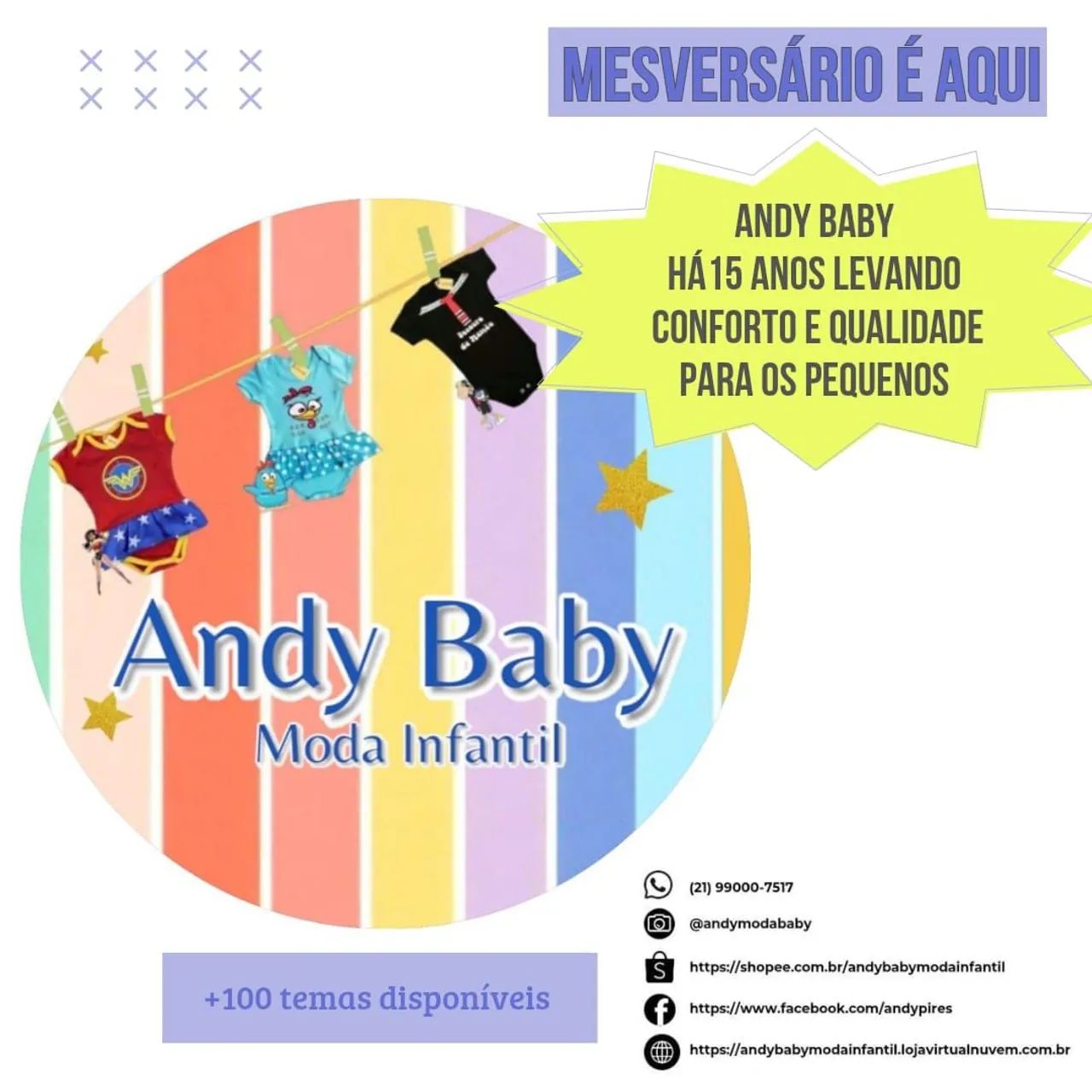 MODA BEBÊ - MAIS DE 100 TEMAS EM PRONTA ENTREGA  - Foto 2