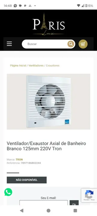 "Vendo Ventilador/Exaustor Axial de Banheiro muito bom Branco 125mm 220V Tron