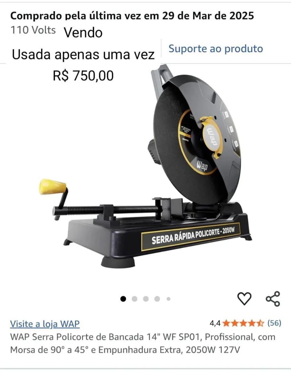 Serra Rápida Policorte WAP 14" 2050W - Usada