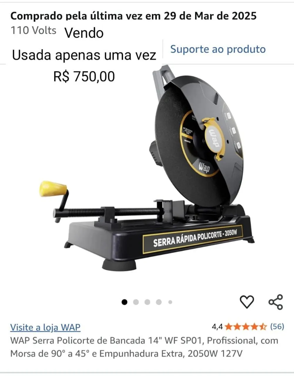 Serra Rápida Policorte WAP 14" 2050W - Usada