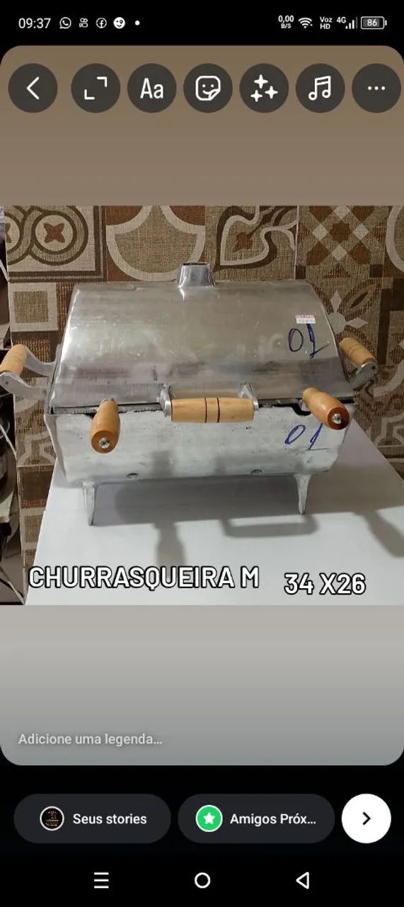 Churrasqueira de Alumínio batido M 34x26 - Foto 3