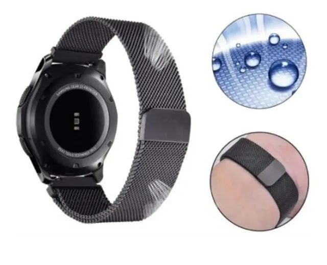 Pulseira Metal Aço milanesa 22mm e 20mm Cor Preto ou Dourado - Foto 3
