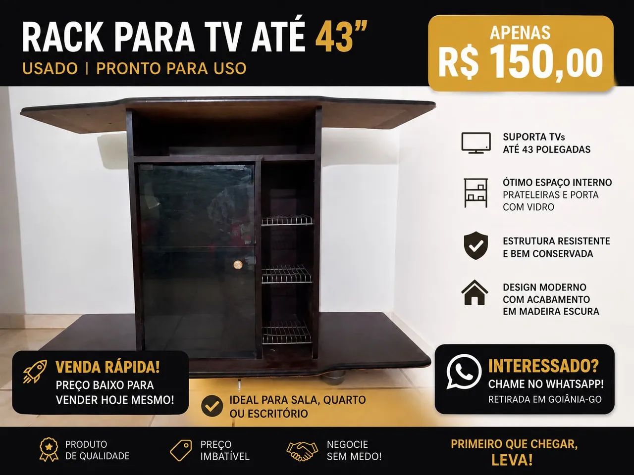 Vendo rack de televisão para TV de 43 polegadas 