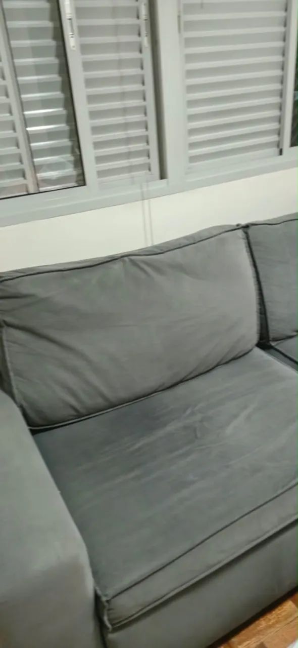 Sofá Retrátil 5 Lugares Cinza - Foto 2