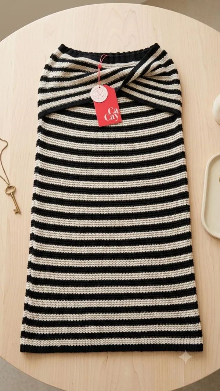 Vestido curto/ saia listrada P Cacay - Foto 3