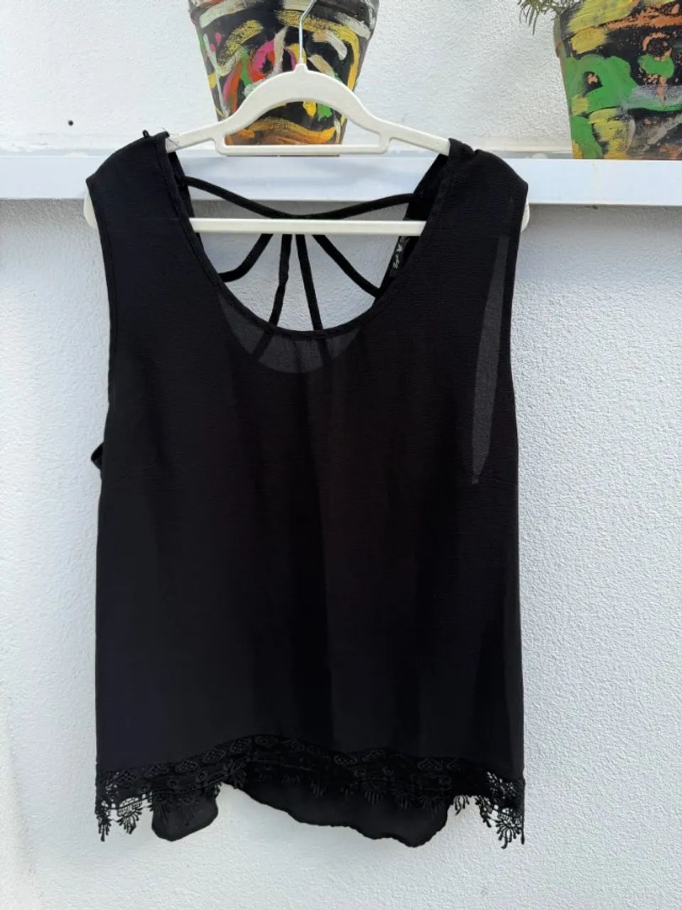 Blusa Preta Plus Size com Tiras nas Costas Eagle Rock - Tamanho G3 - Foto 4