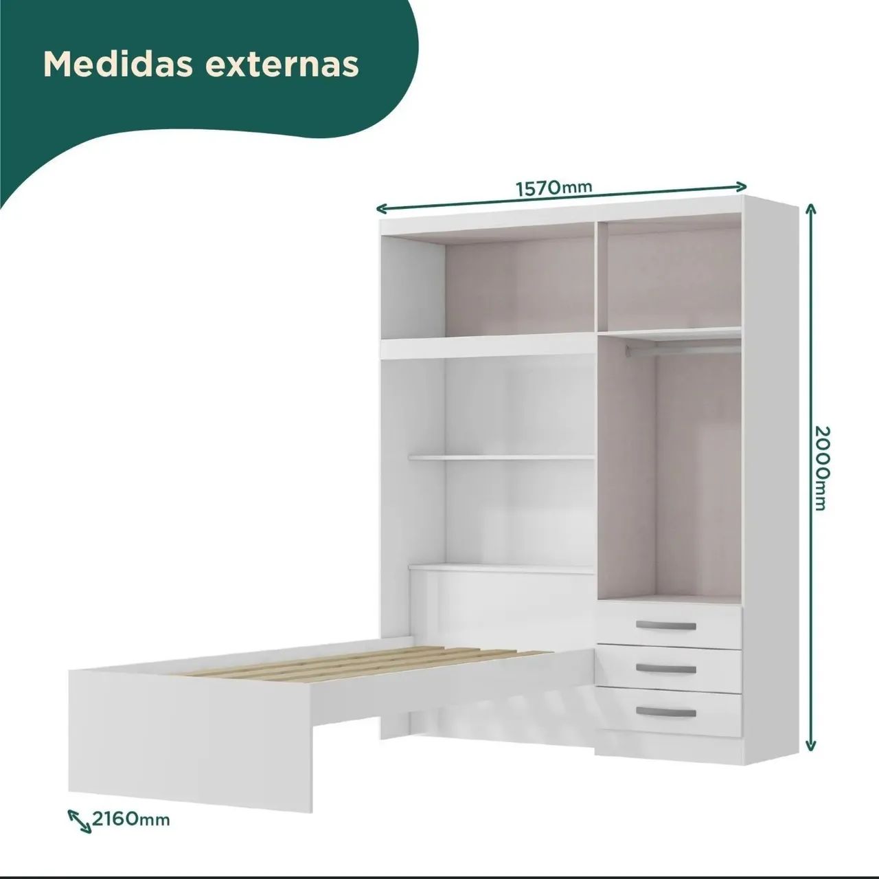 Guarda roupa com cama + Colchão  - Foto 2