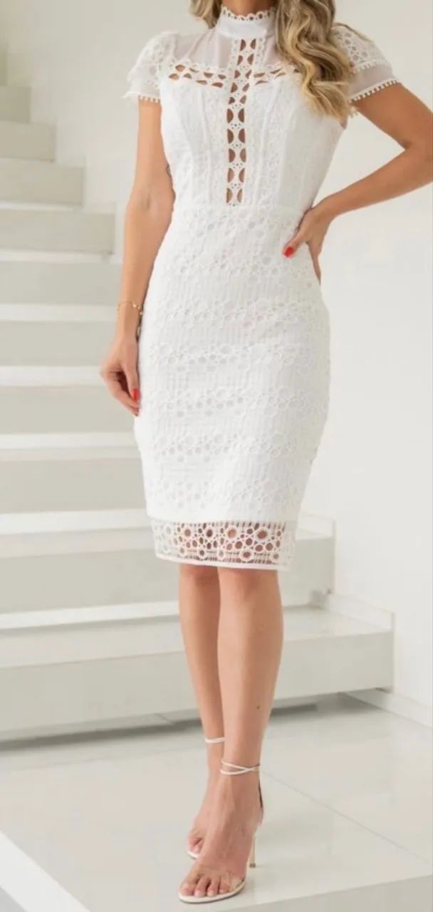 Vestido em renda guipir 