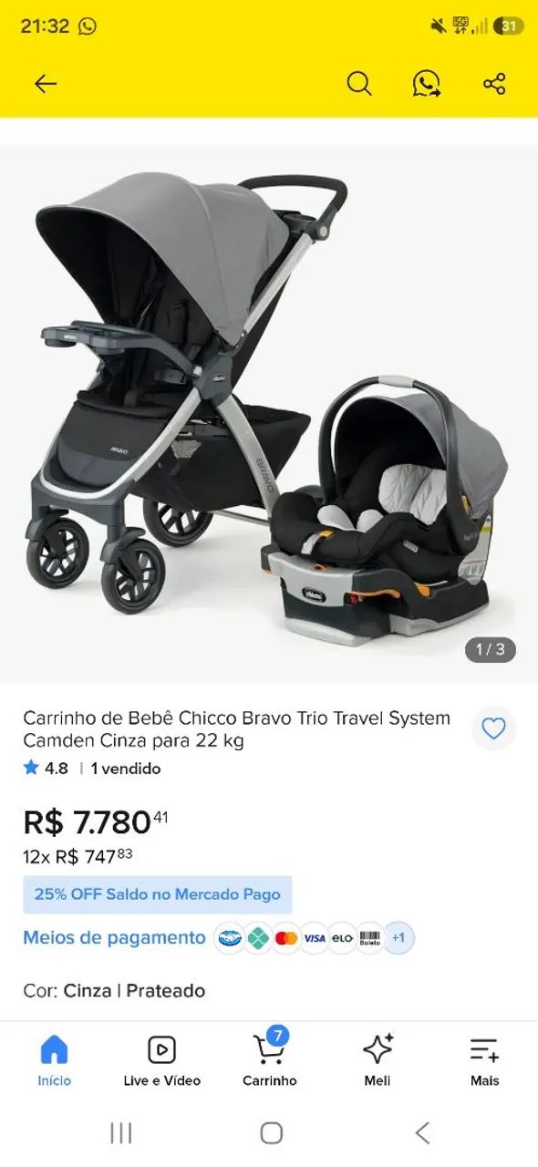 Carrinho de Bebê IMPORTADO - CHICCO BRAVO