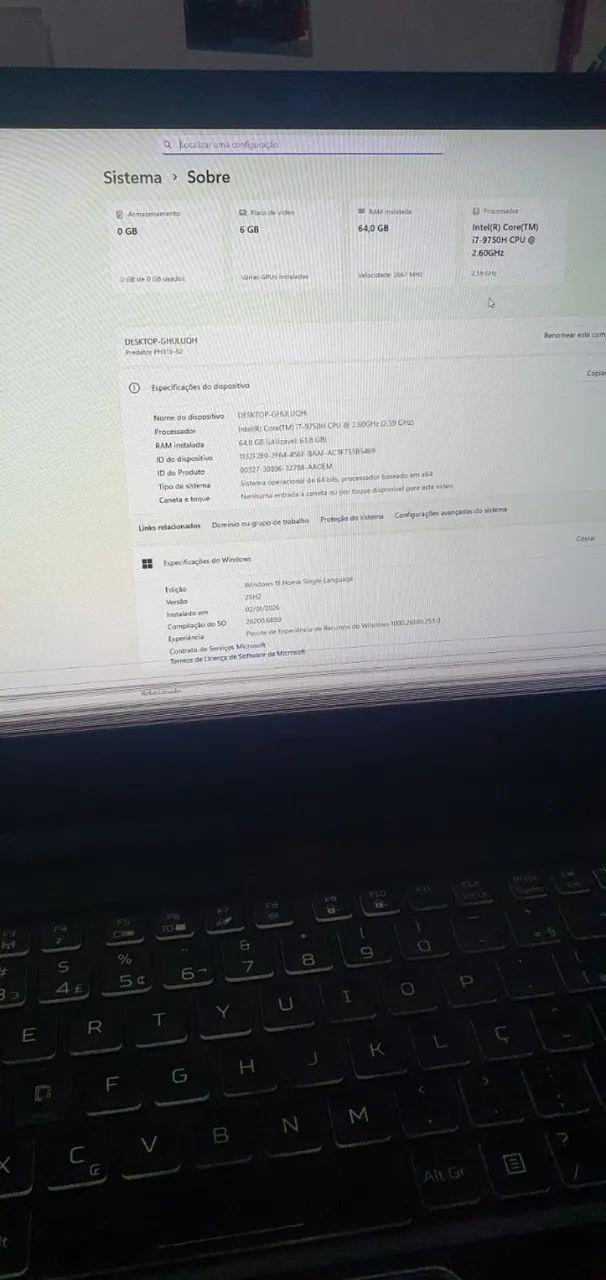 Notebook Gamer Acer Predator Helios 300 PH315-52-7210 | RTX 2060 | 144Hz | 64GB RAM - Foto 5