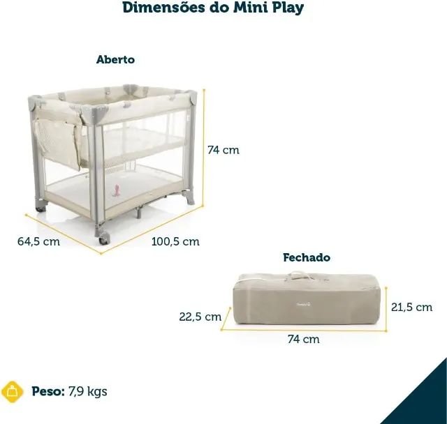 Berço Mini Play, Pop Beige Safety desmontavel - Foto 2