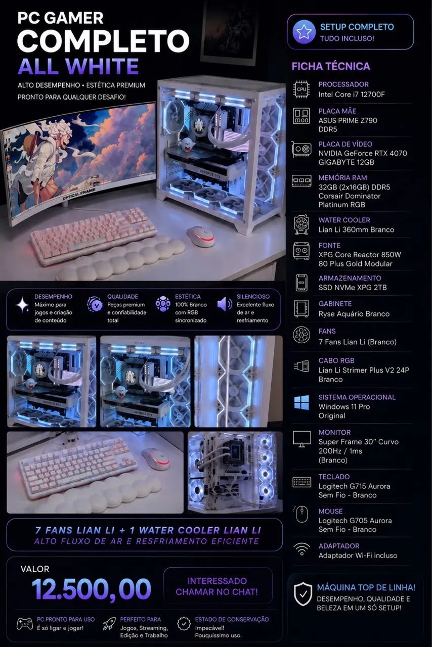 Pc Gamer Full Branco - Foto 3