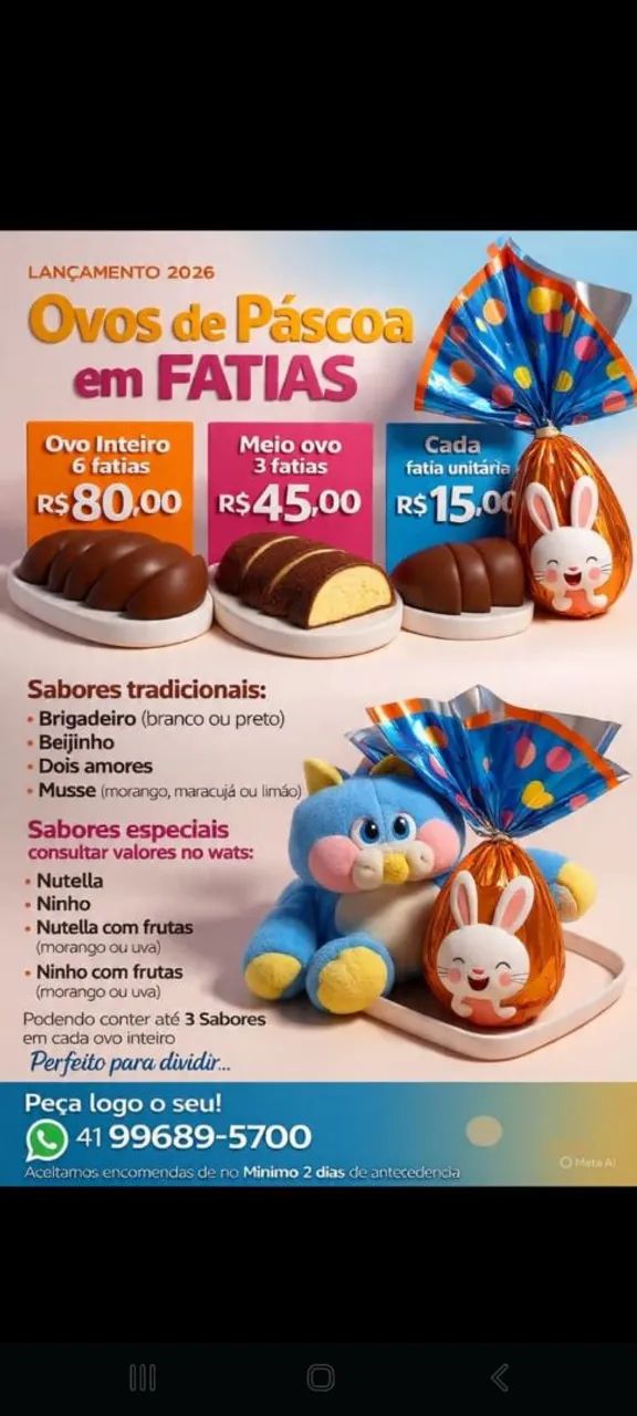 Ovos de Páscoa fatiado 