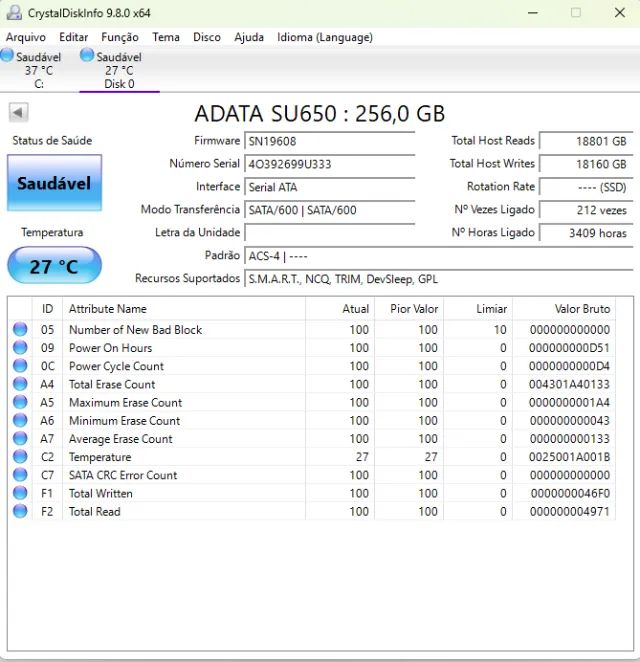 SSD Adata SU650 256gb Garantia403064706984192001