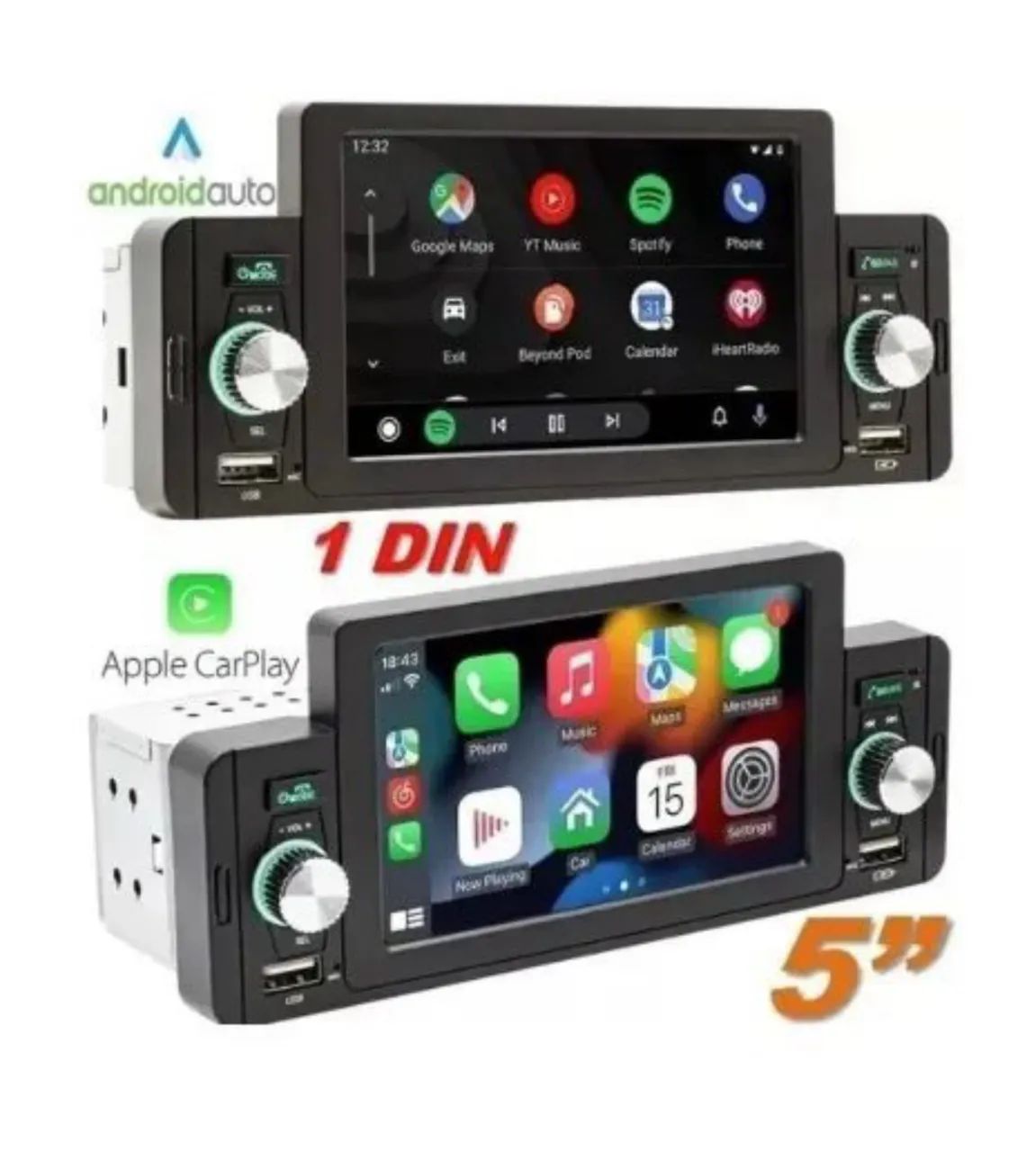Multimídia 5 polegadas 1 din sistema CarPlay rádio bluetooth