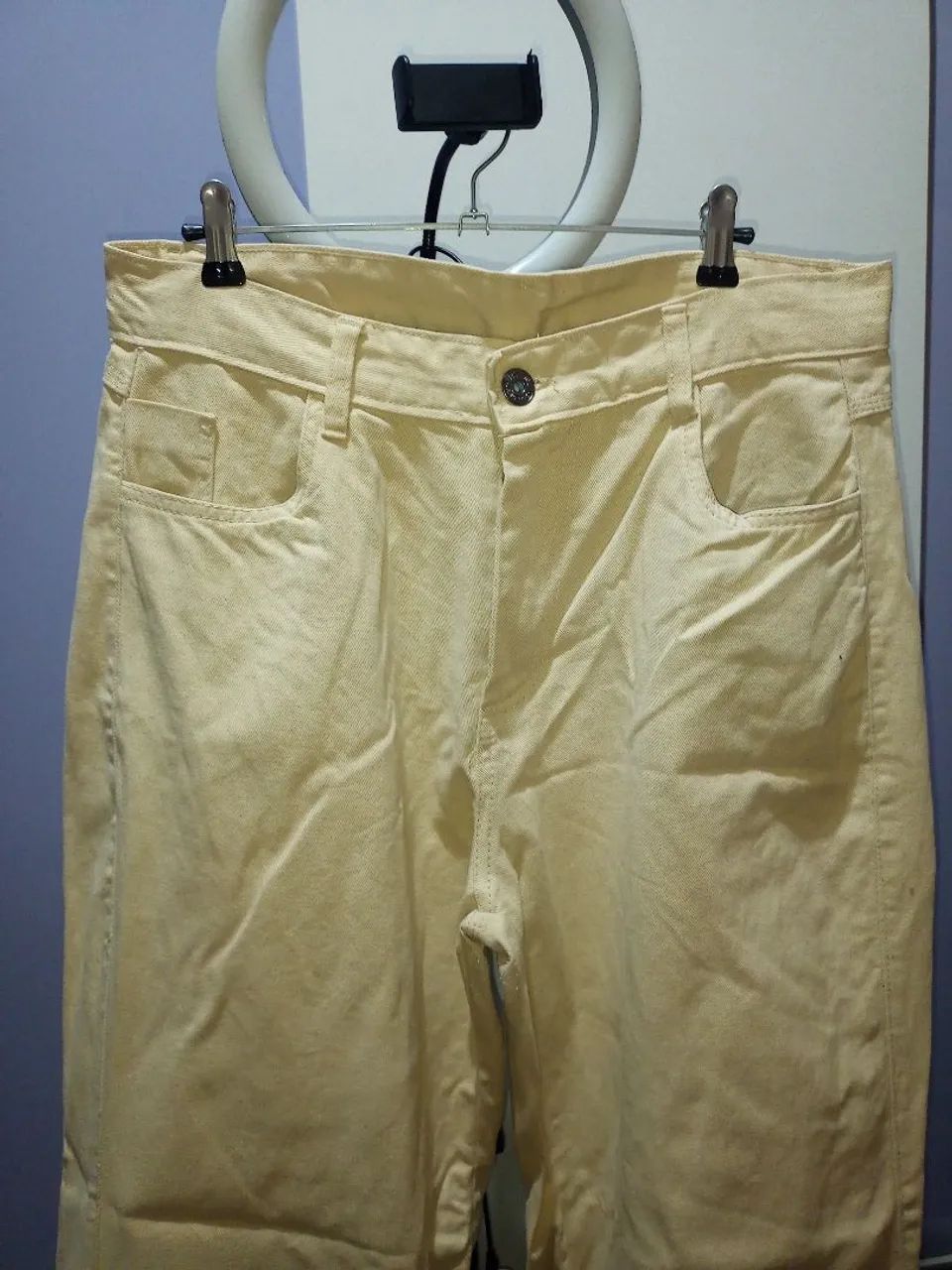 Calça Wide Leg Bege tamanho 46 - Foto 2