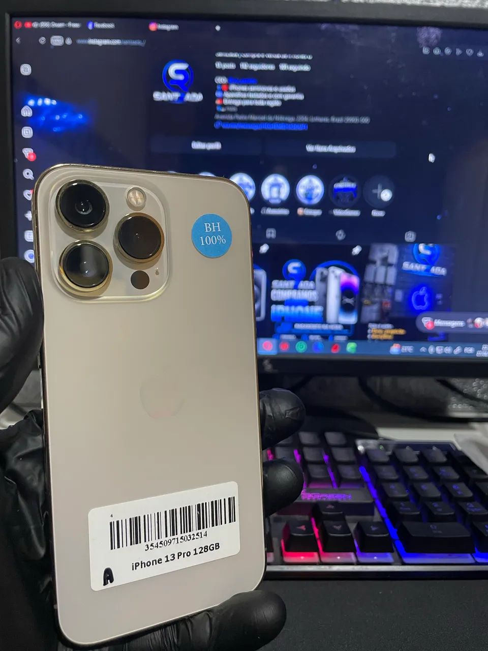 iPhone 13 Pro Dourado 128GB - 100% Original | Bateria 100%!
