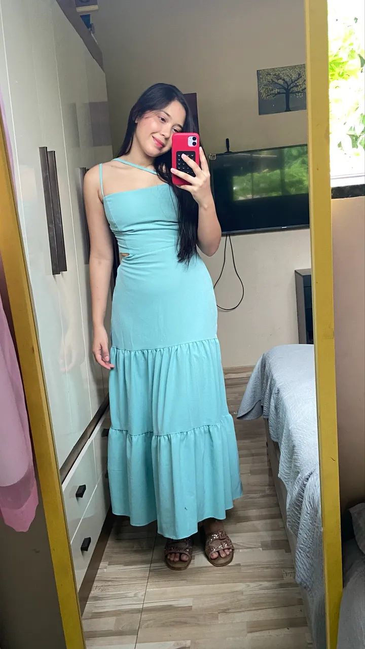 vestido ciano