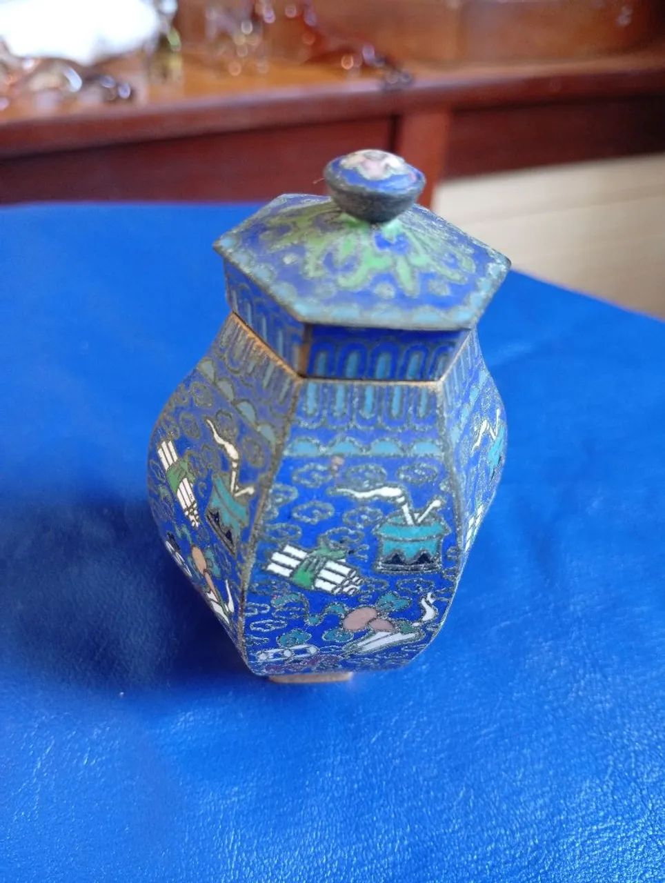 Vendo vaso de Bronze pintado a mão, Indiano 