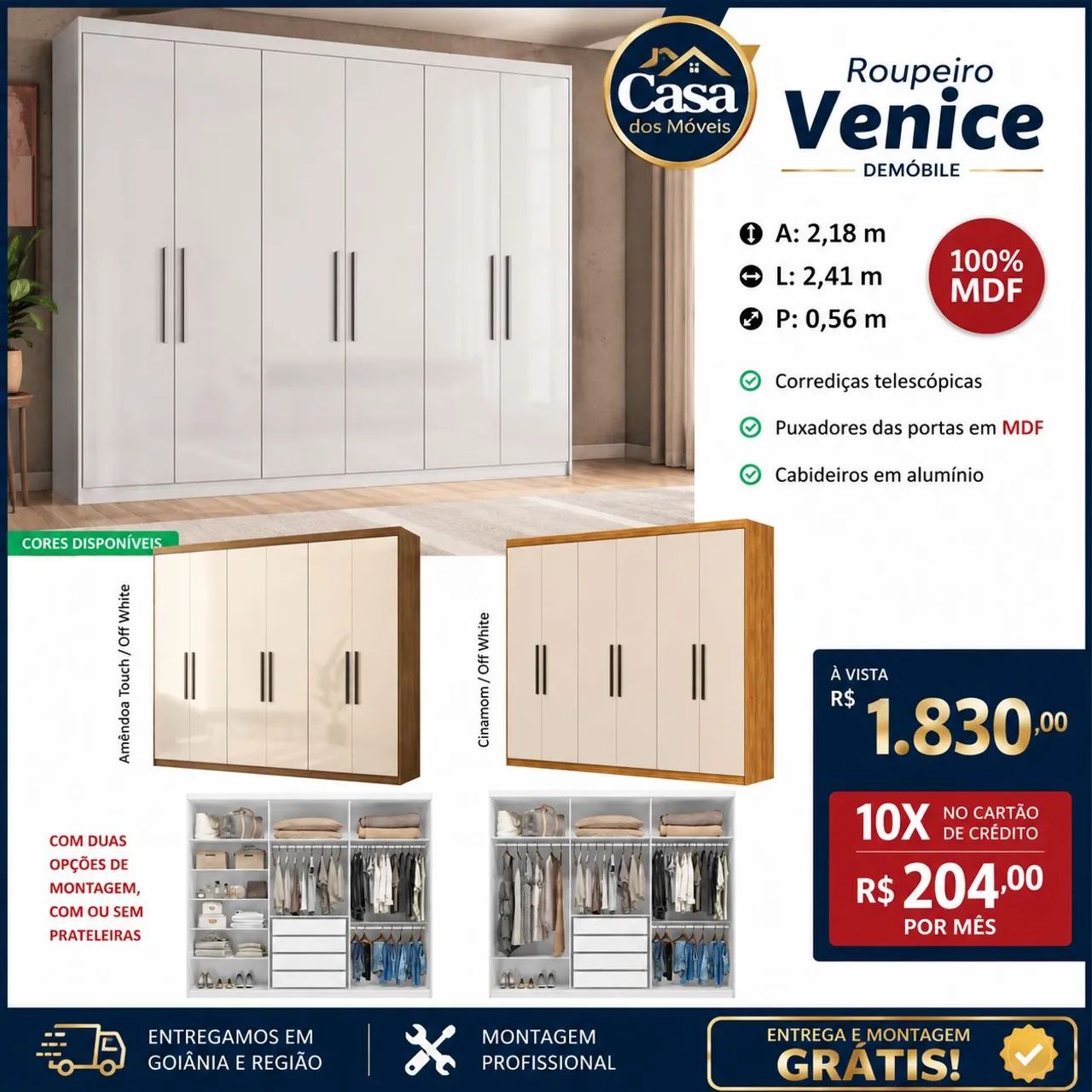 Roupeiro Venice 100% MDF 