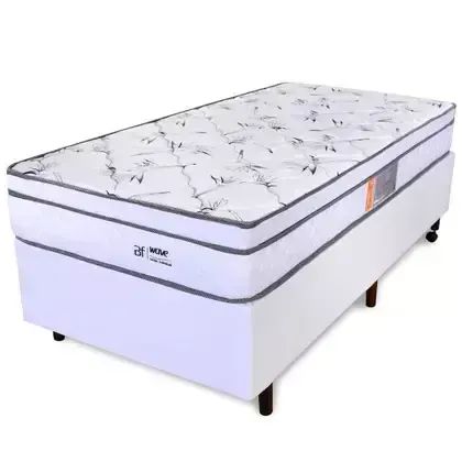 Cama Box Solteiro Colchão Molas Ensacadas Com Pillow e Box Branco 88x188x58cm BF - Foto 4