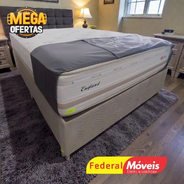 Cama Box Casal 1,38m Base + Colchão c/ Molas e Pillow - Mega Oferta!