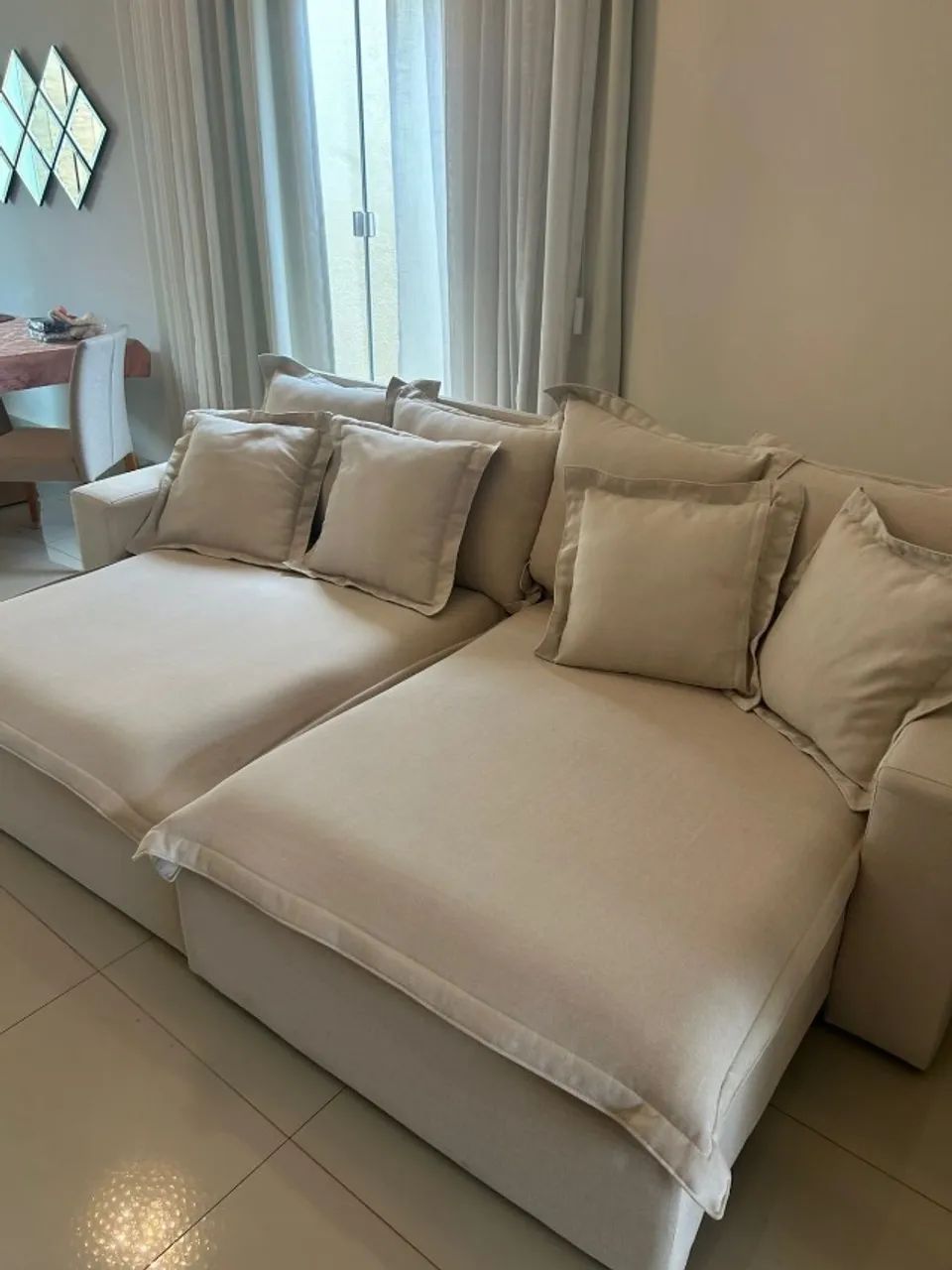 Sofá em linho, moderno - super confortável e elegante - Foto 5