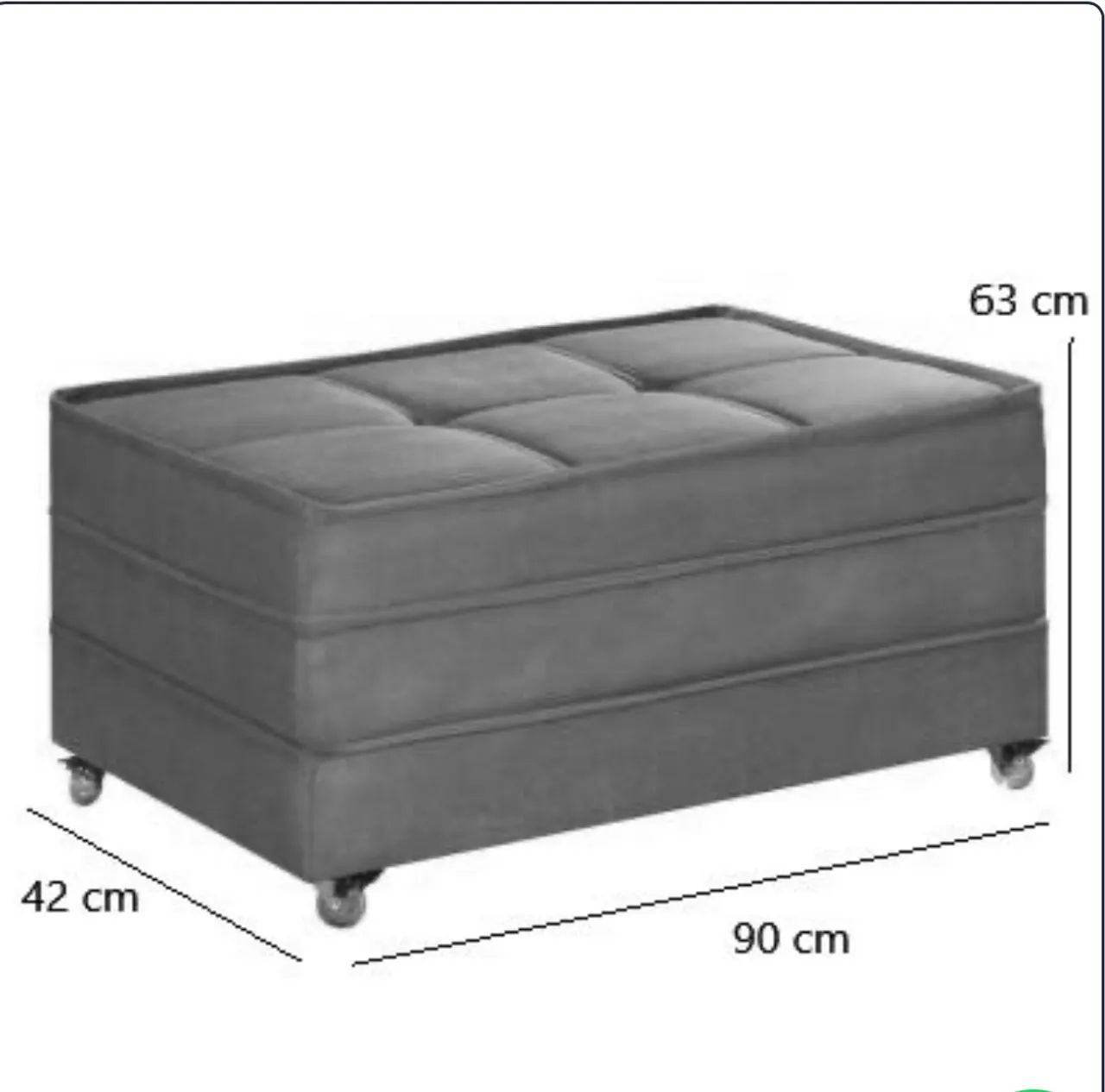 Puff cama solteiro dobrável com rodinhas 