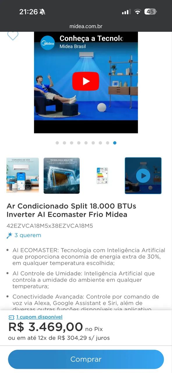 Ar 18000 Btu midea - Foto 2