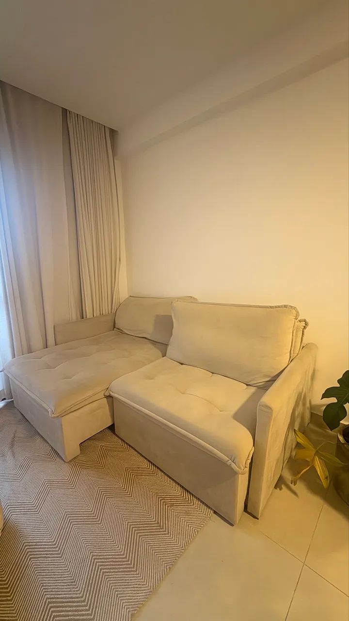 Sofá Off white 100% reclinável 