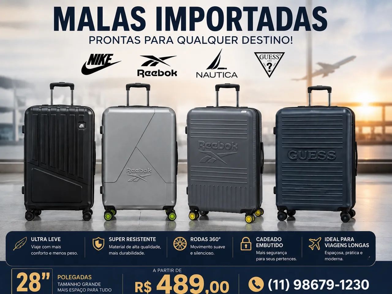 Mala de viagem importada rebook 